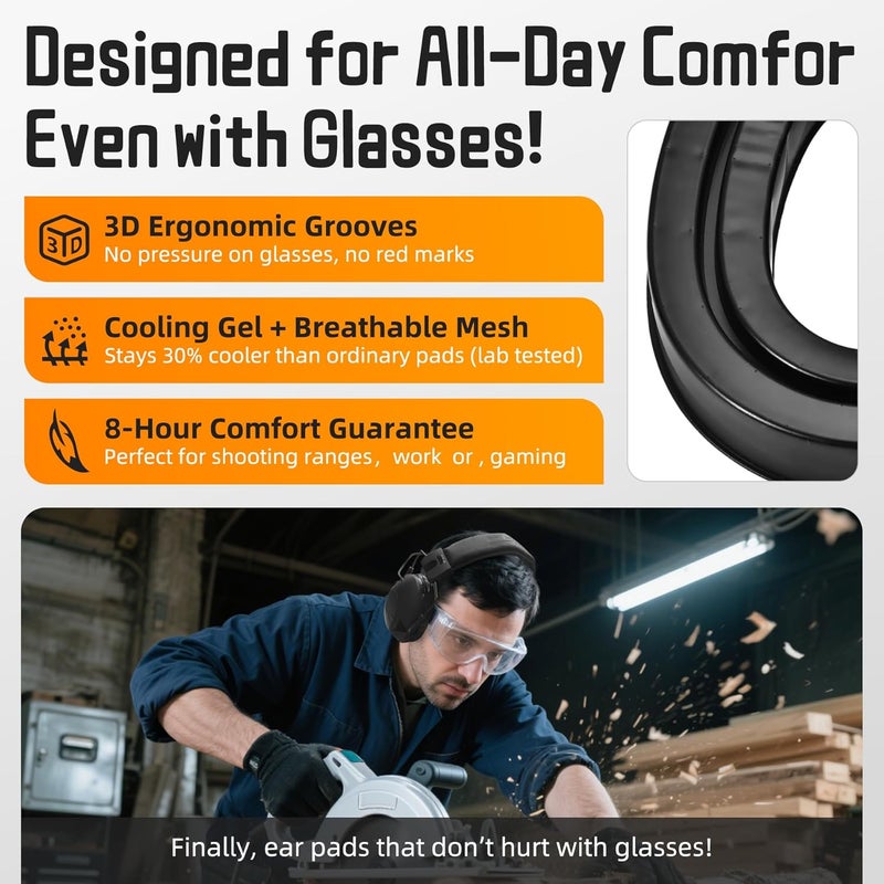 PROHEAR BR01 Gel Ear Pads for PELTOR Headsets - Ultra Comfort & Noise Reducing, Compatible with Tactical 100/300/500, WorkTunes, Rangeguard, Anti-Pressure for Glasses - Image 4